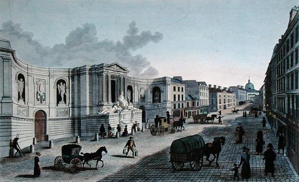 منظر للنافورة على شارع دو جرينيل ، فوبورج سان جيرمان ، نقش بواسطة جريمبيرجن ، حوالي 1815-20 (نقش ملون) بواسطة هنري (بعد) Courvoisier Voisin