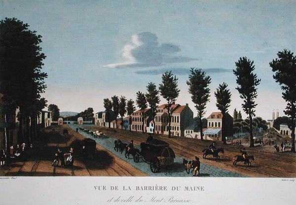 The Barriere du Maine ، حوالي 1815-20 (نقش ملون) بواسطة هنري (بعد) Courvoisier Voisin