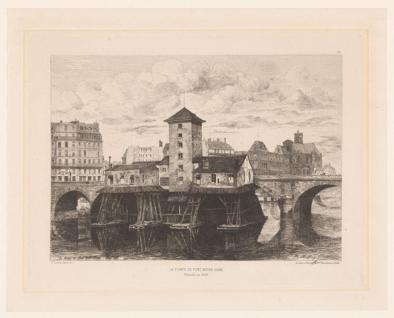 Gezicht op de Pont Notre-Dame مضخة بونت نوتردام (العنوان على الكائن) L