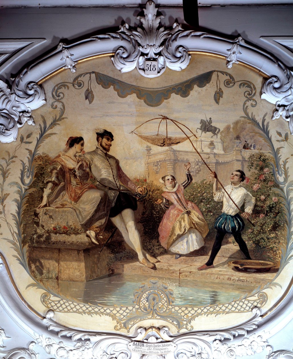 مشهد الصيد في قلعة شانتيلي لوحة هنري بارون (1816-1885) 1846 صن. 0،97x1،14 م شانتيلي ، متحف كوندي بواسطة هنري بارون