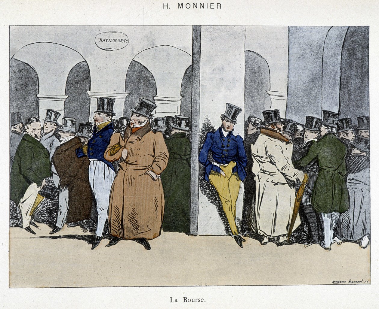 رجال الأعمال في بورصة باريس - رسم هنري مونييه ، أوائل القرن التاسع عشر بواسطة هنري بونافنتشر منير