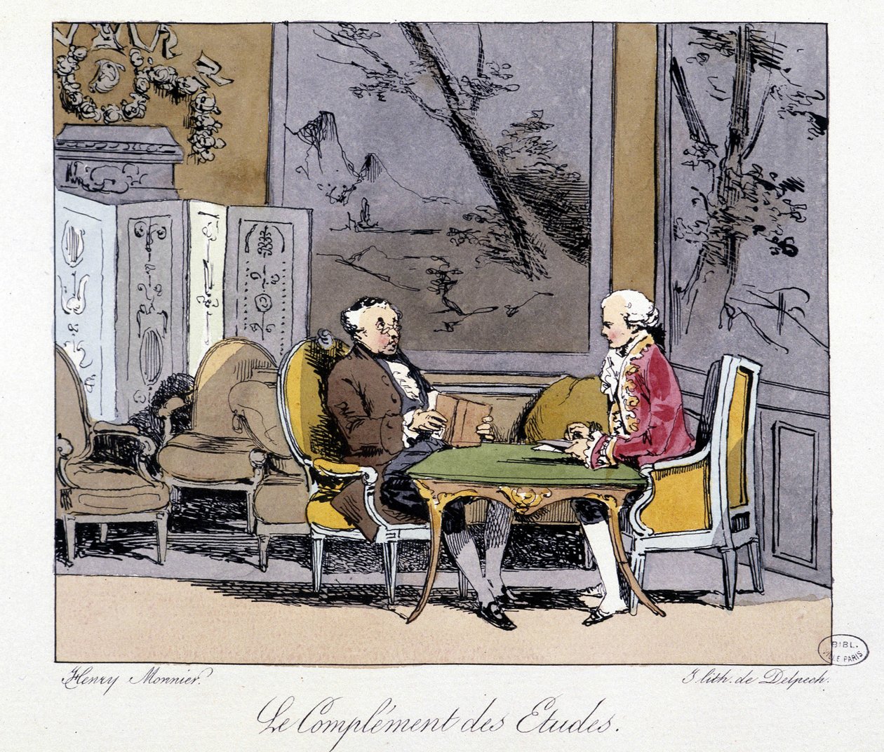 Le complément des études: deux hommes discutant dans un salon - in “” Jadis et aujourd