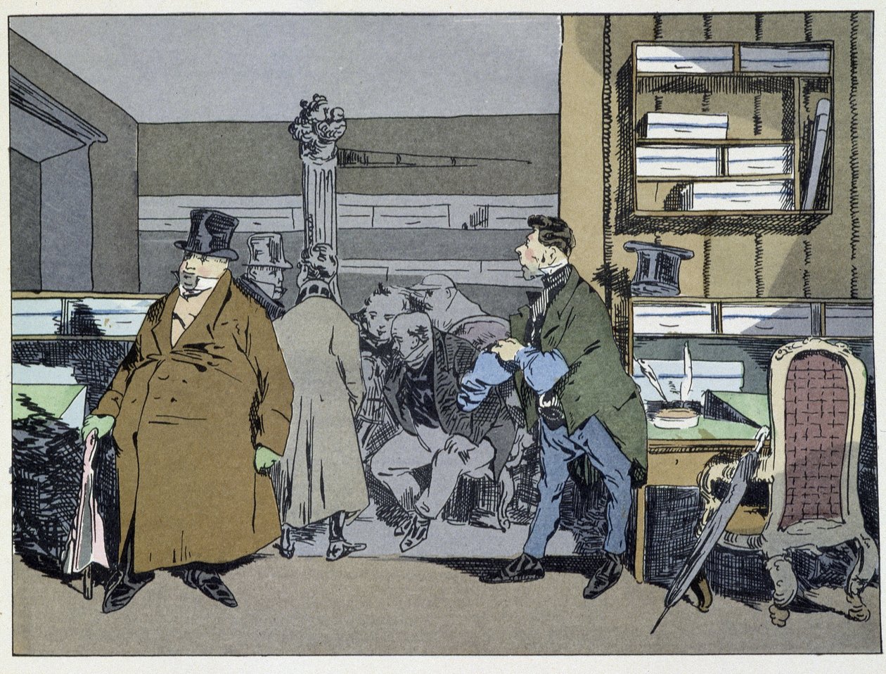 Nine hours: arrival of employees, change of costumes, small stove tour - in “” Administrative mores”” by Henri Monnier بواسطة هنري بونافنتشر منير