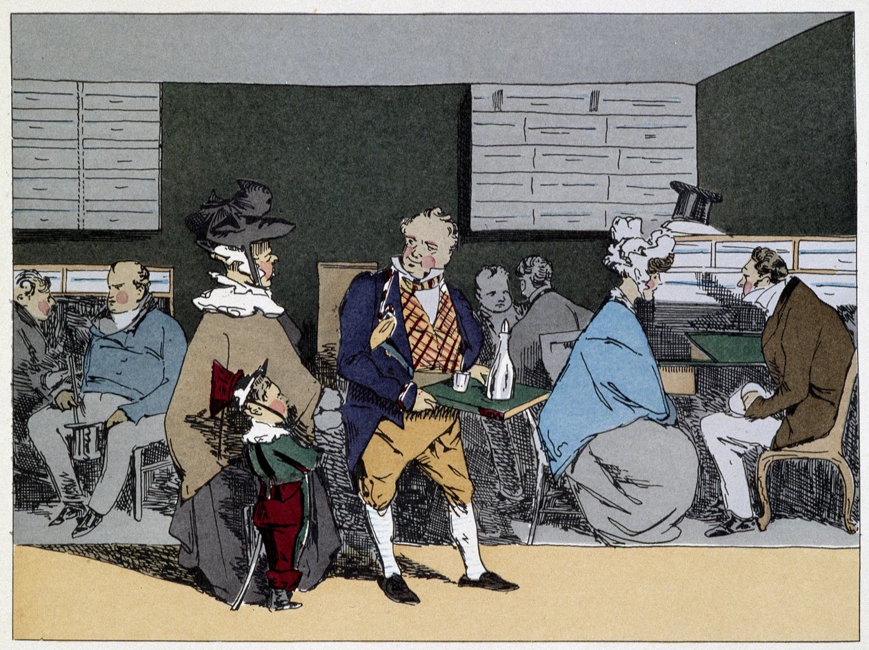One hour: visits, lunch tasting, dinner invitations - in “” Administrative mores”” by Henri Monnier بواسطة هنري بونافنتشر منير