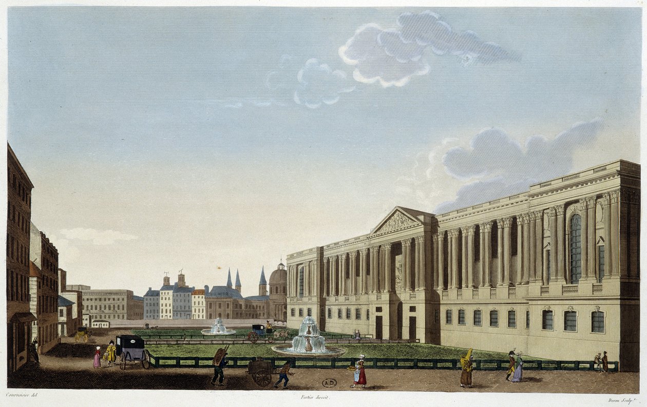 رواق اللوفر ، حوالي عام 1820 - في "" Vues de Paris "لكورفوازييه بواسطة Henri Courvoisier-Voisin