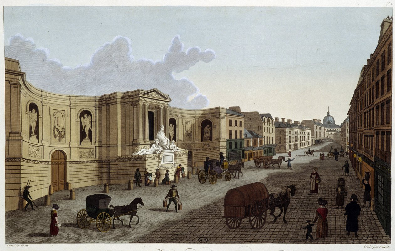 نافورة شارع دو جرينيل ، حوالي عام 1820 في "" مناظر لباريس "بقلم كورفوازييه 1827 بواسطة Henri Courvoisier-Voisin