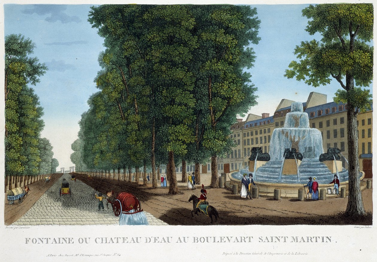 نافورة أو قلعة مائية في بي دي سانت مارتن - في "" Vues de Paris "من تصميم Courvoisier بواسطة Henri Courvoisier-Voisin