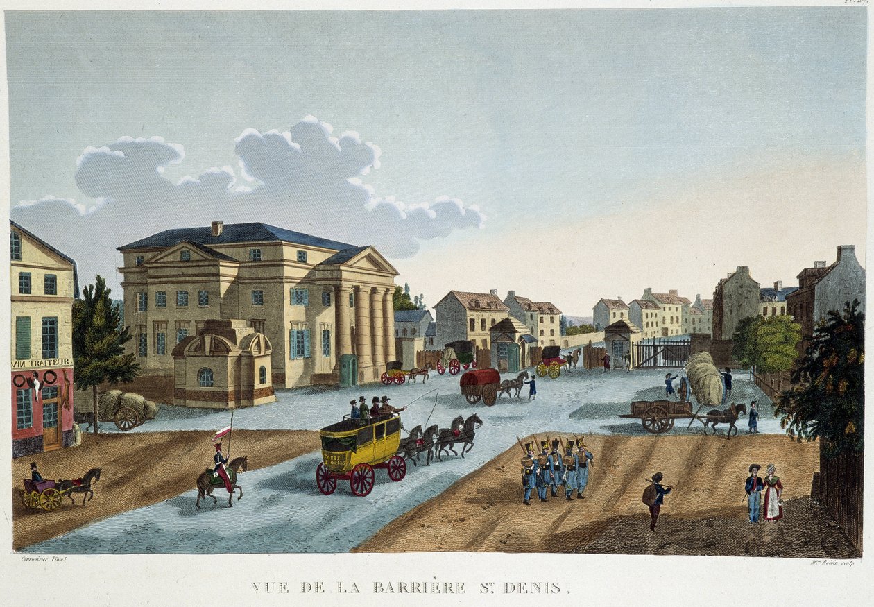 La barrier Saint-Denis ، حوالي عام 1827 - في "" مناظر لباريس "لكورفوازييه بواسطة Henri Courvoisier-Voisin