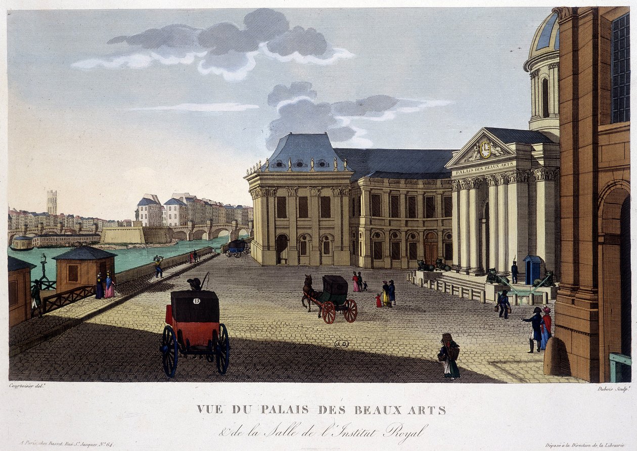 قصر ومعهد الفنون الجميلة ، حوالي عام 1820 - في "" مناظر لباريس "لكورفوازييه بواسطة Henri Courvoisier-Voisin