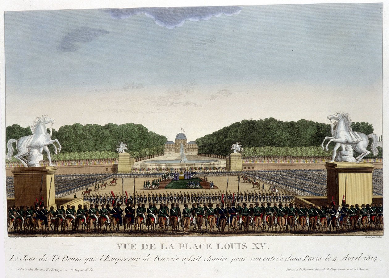 ضع لويس الخامس عشر (من الكونكورد) ، حوالي عام 1820 في "" Vues de Paris "لكورفوازييه 1827 بواسطة Henri Courvoisier-Voisin