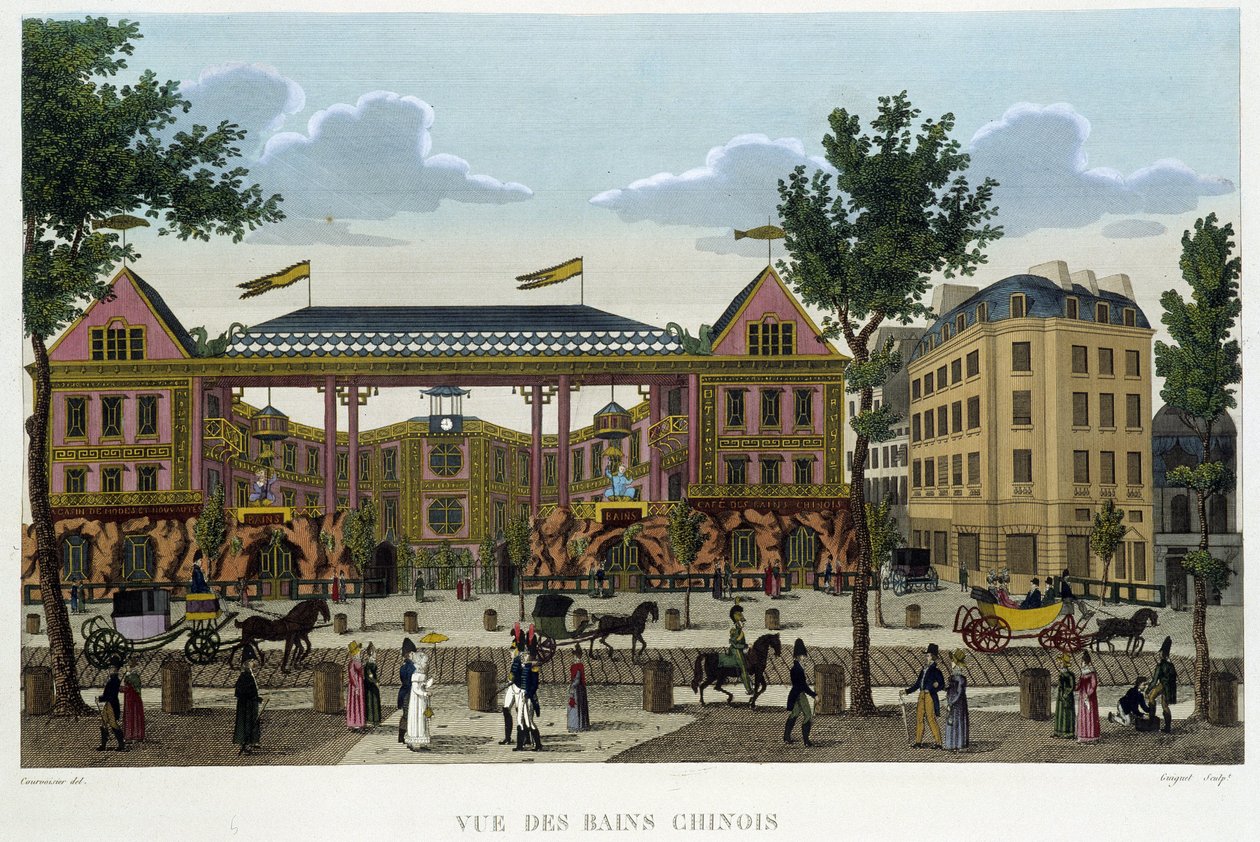 الحمامات الصينية ، حوالي عام 1820 في "" مناظر لباريس "بقلم كورفوازييه 1827 بواسطة Henri Courvoisier-Voisin