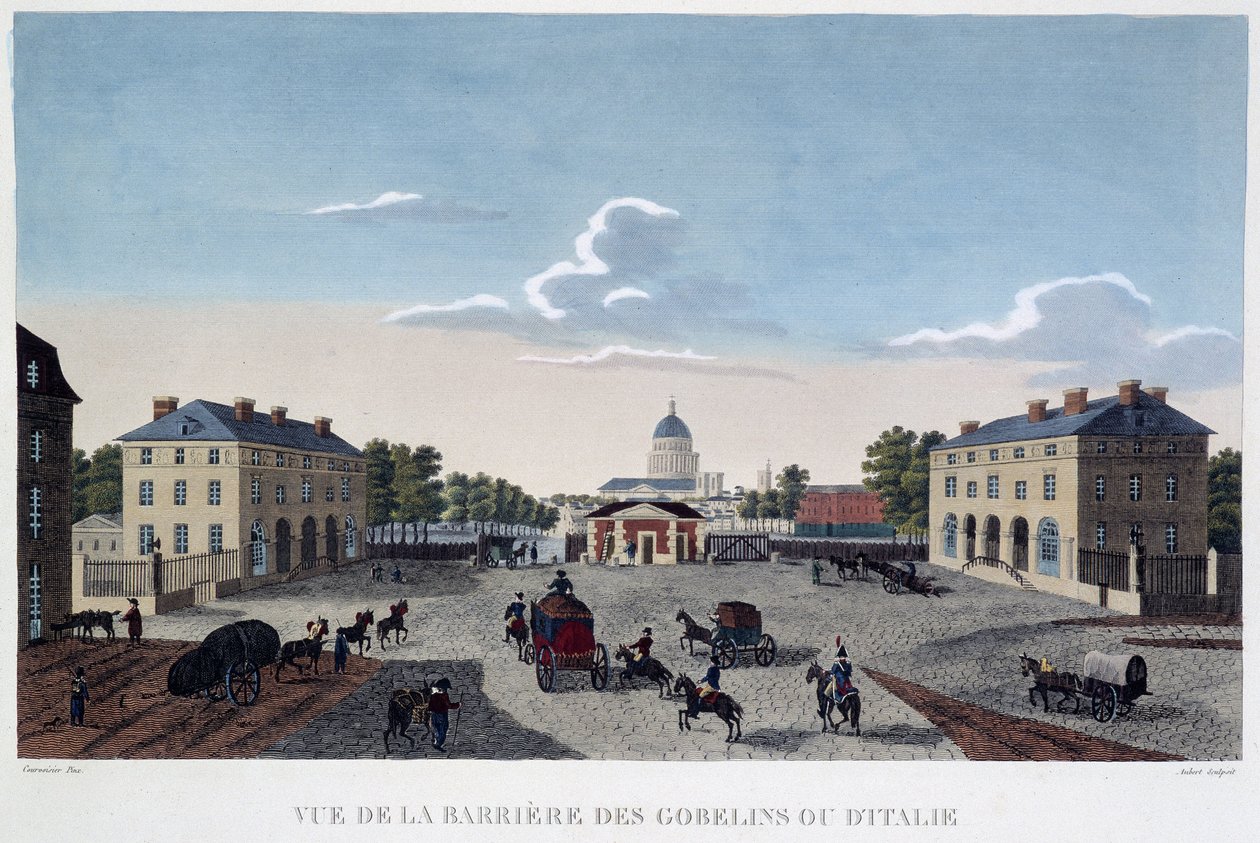 منظر ل Barrière des Gobelins ou d'Italie - في "" منظر لباريس ، حوالي 1810: حواجز باريس "" لكورفوازييه بواسطة Henri Courvoisier-Voisin