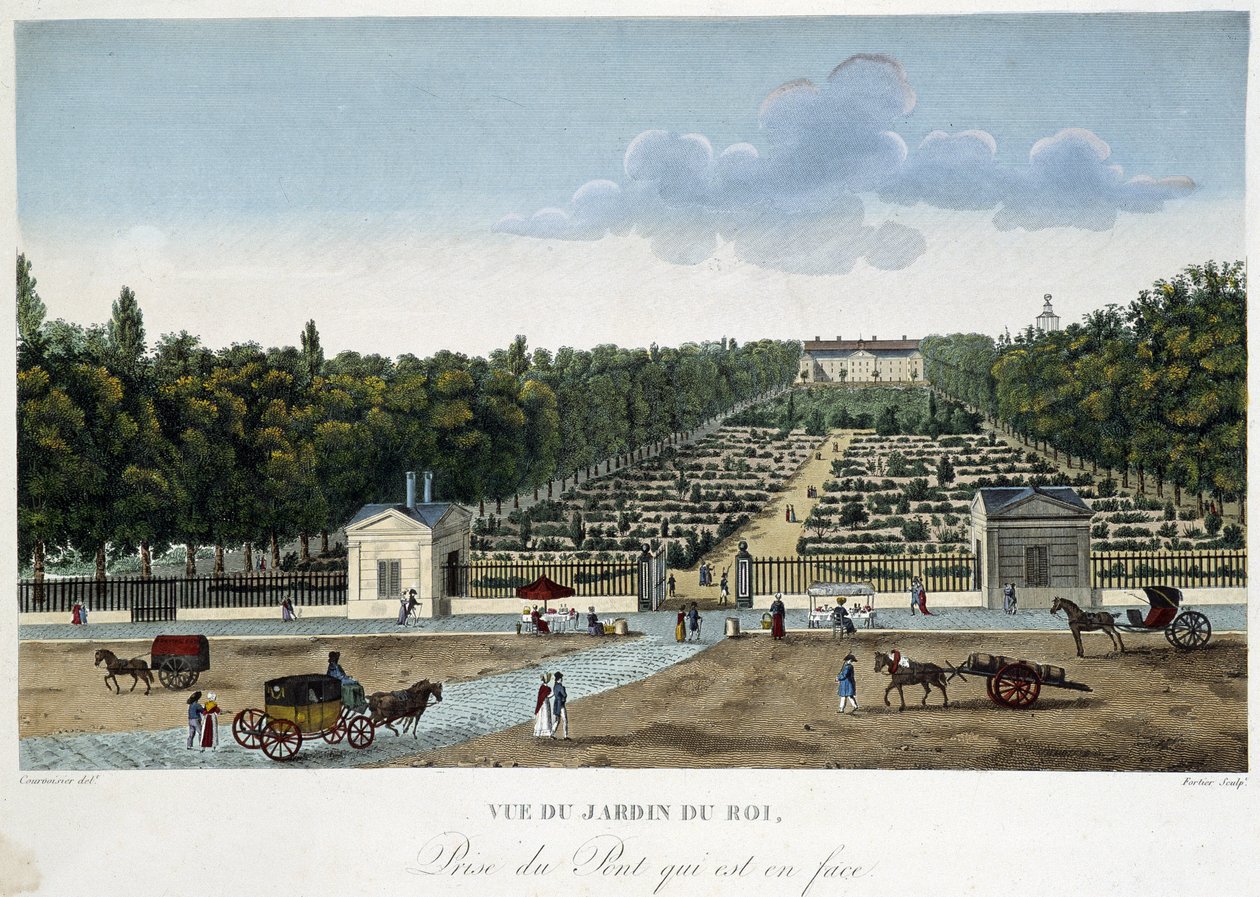 منظر ل Jardin du Roi (حديقة النباتات) مأخوذ من الجسر المقابل - في "" Views of Paris "" لكورفوازييه بواسطة Henri Courvoisier-Voisin