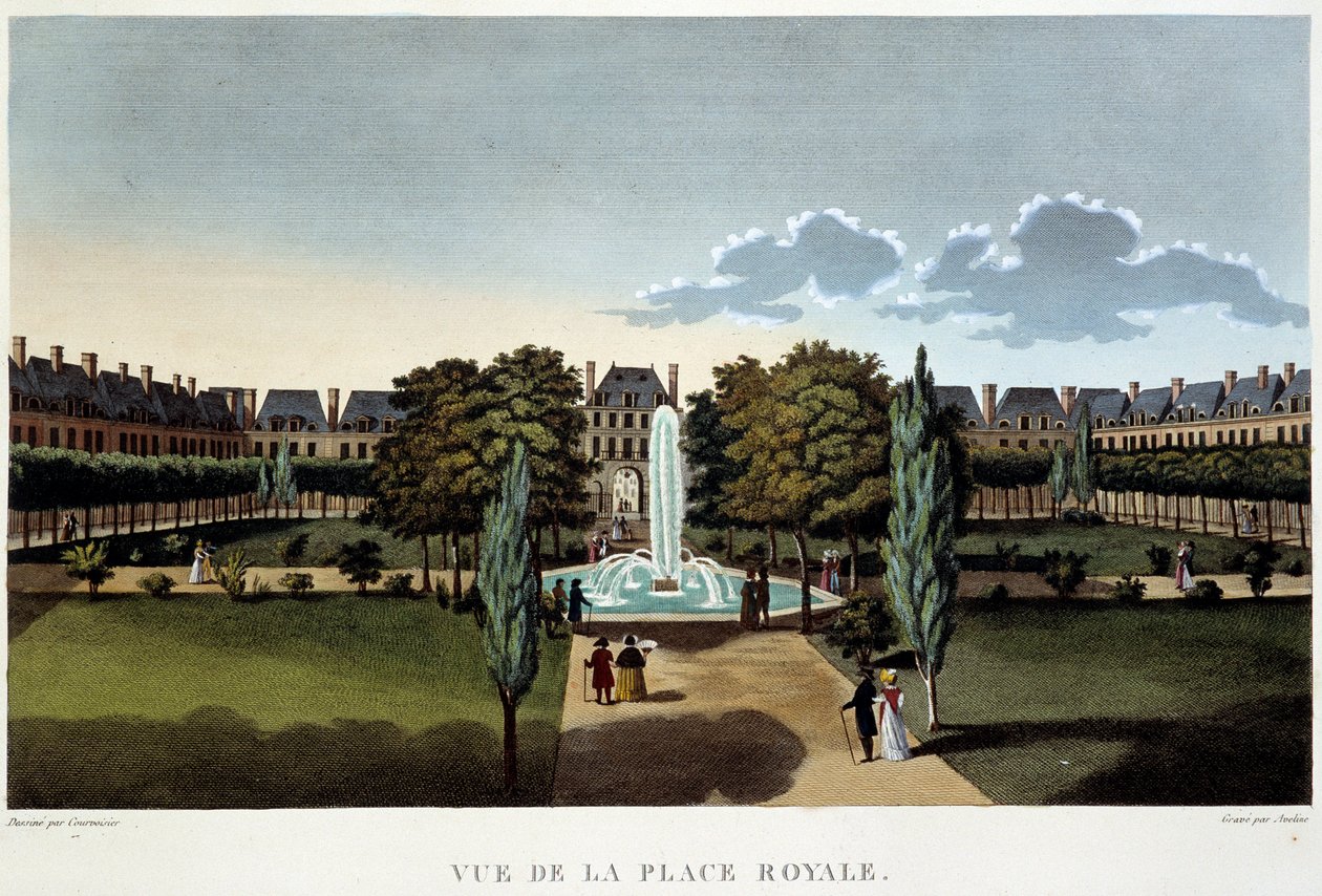 منظر لـ Place Royale (Place des Vosges) - باريس بواسطة Courvoisier بواسطة Henri Courvoisier-Voisin