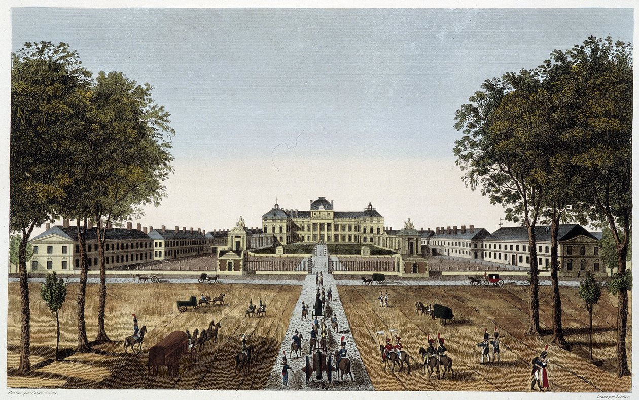 منظر للأكاديمية العسكرية الملكية ، منظر من شارع فوجيرارد ، كاليفورنيا. 1820 - في "" مناظر لباريس "لكورفوازييه بواسطة Henri Courvoisier-Voisin