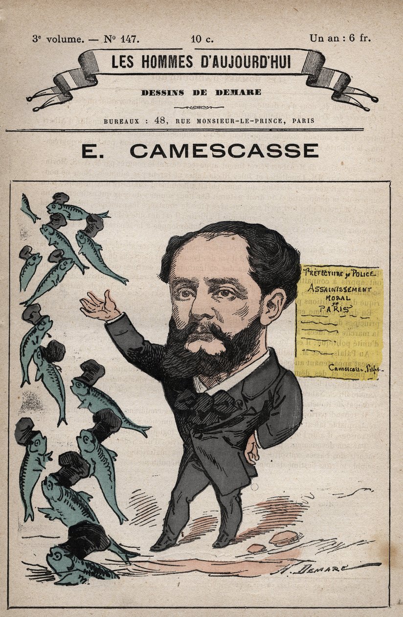 كارتون جان لويس إرنست كاميسكاسي (1838-1897) محامي ، سياسي فرنسي - من "Les Hommes d'today" c. 1880 1880 بواسطة هنري ديمير (1846-1888) بواسطة هنري ديماري