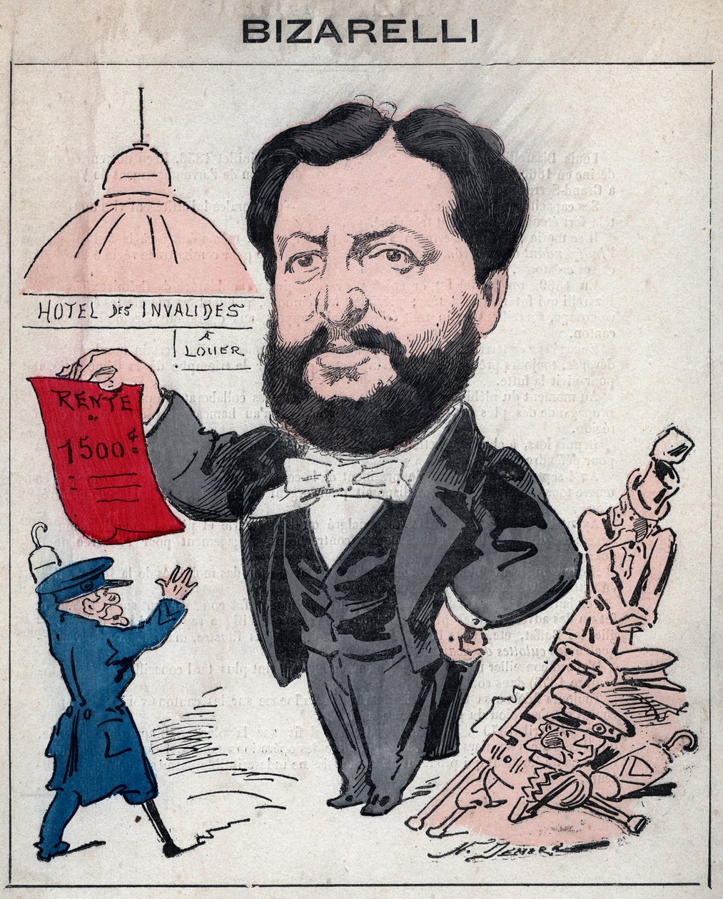 لويس بيزاريلي سياسي فرنسي (1836-1902) - رسم كاريكاتوري لهنري ديماري في "Les Hommes d'Today" ، باريس بواسطة هنري ديماري