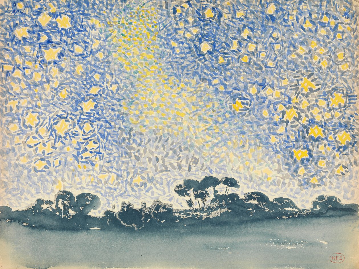 المناظر الطبيعية مع النجوم ، c.1905-08 (مرحاض فوق الجرافيت على ورق نسج أبيض) بواسطة هنري إدمون كروس