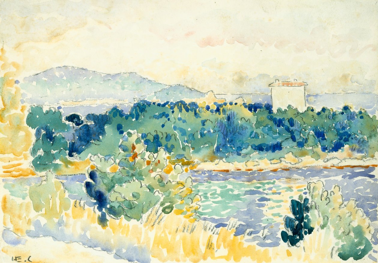 منظر البحر الأبيض المتوسط مع البيت الأبيض ، 1900-1905. بواسطة هنري إدمون كروس