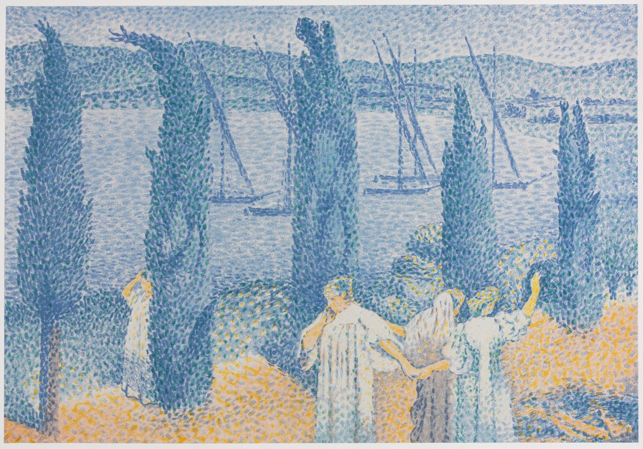 The Promenade Landscape with Cypresses، La Promenade Paysage aux cyypres، 1897. بواسطة هنري إدمون كروس