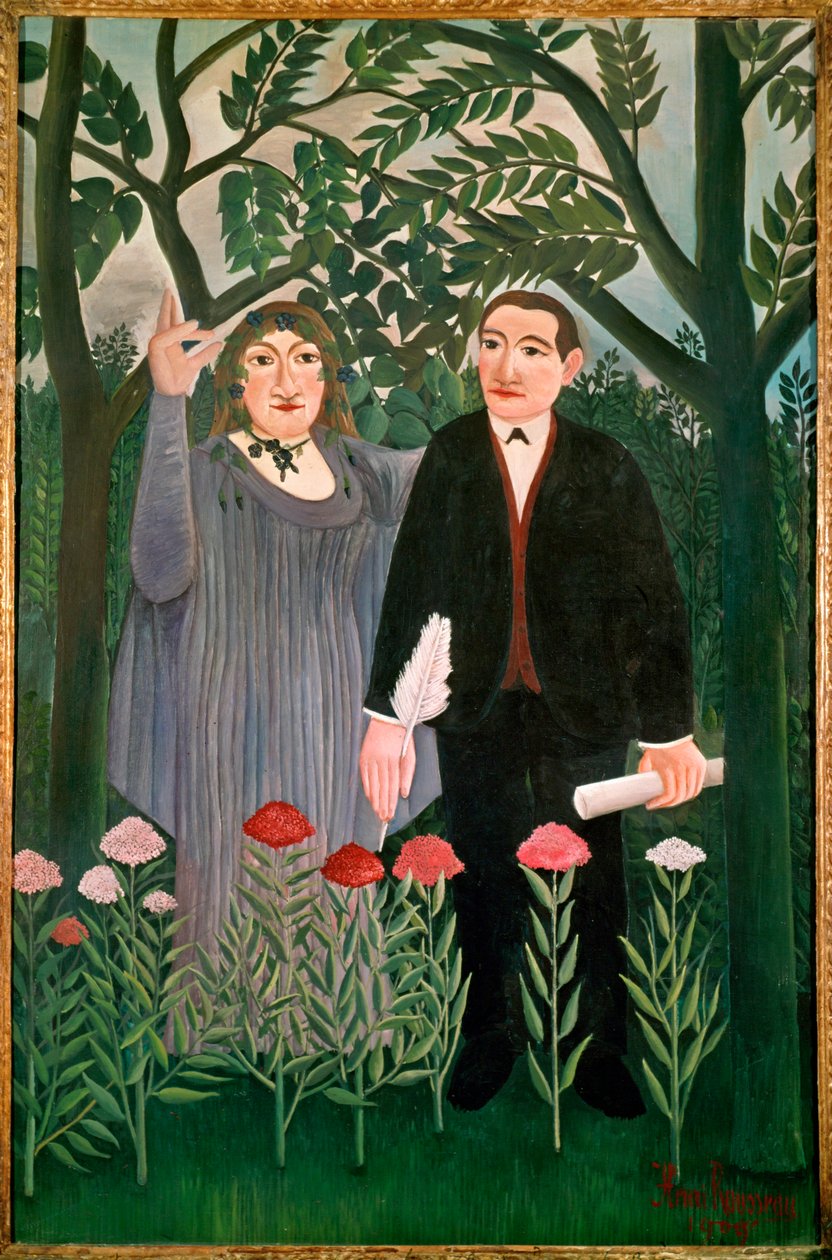 الملهم يلهم الشاعر (لوحة على قماش) بواسطة هنري إميلين روسو