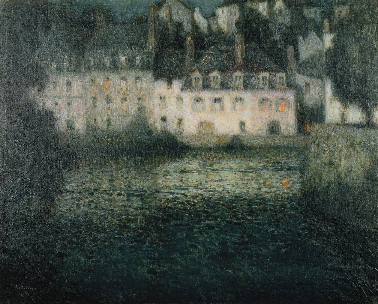 منزل على النهر في ضوء القمر. منزل على Riviere au Clair de Lune ، Quimperle بواسطة هنري يوجين أوغسطين لو سيدانر