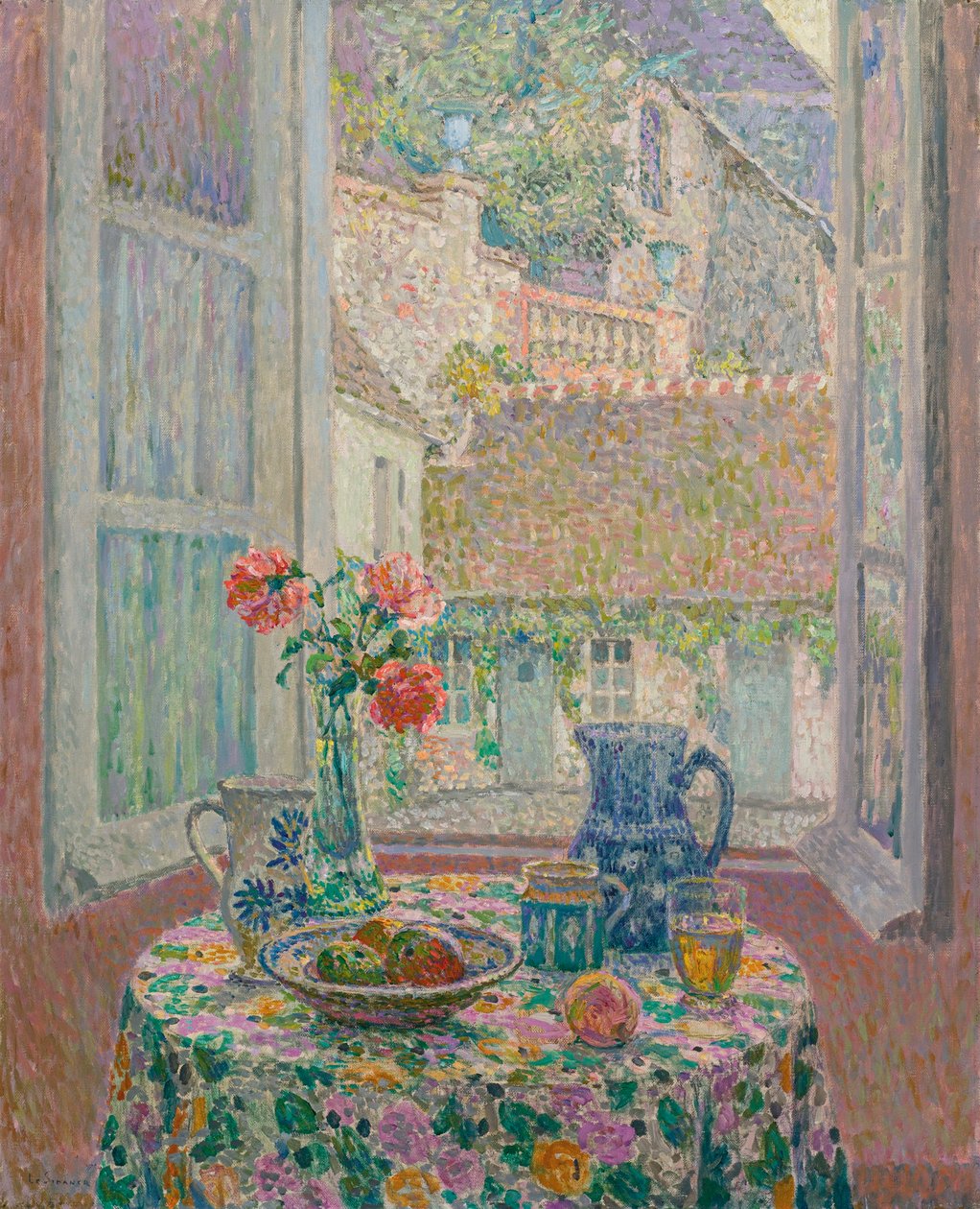 طاولة مطلة على الفناء - طاولة مطلة على الفناء - لوحة هنري لو سيدانير (1862-1939) بواسطة هنري يوجين أوغسطين لو سيدانر