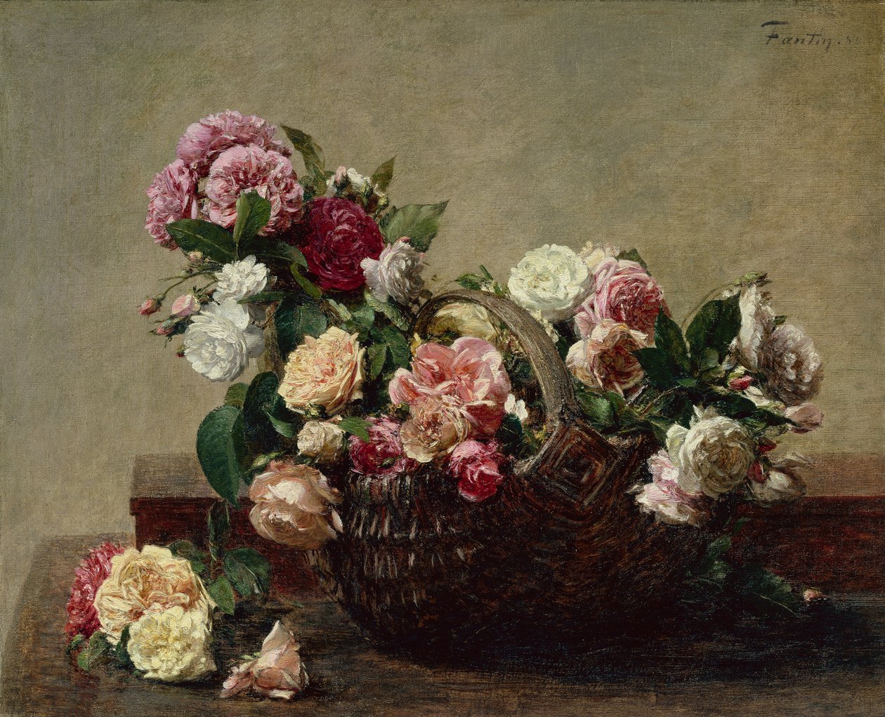 سلة الورد بواسطة Ignace Henri Jean Fantin Latour