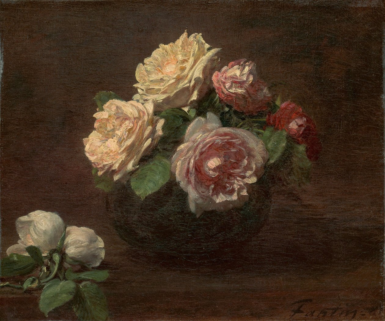الورود في وعاء بواسطة Ignace Henri Jean Fantin Latour