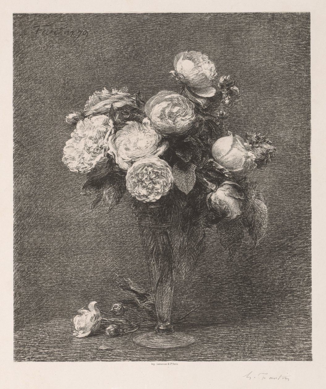 باقة من الورود بواسطة Ignace Henri Jean Fantin Latour