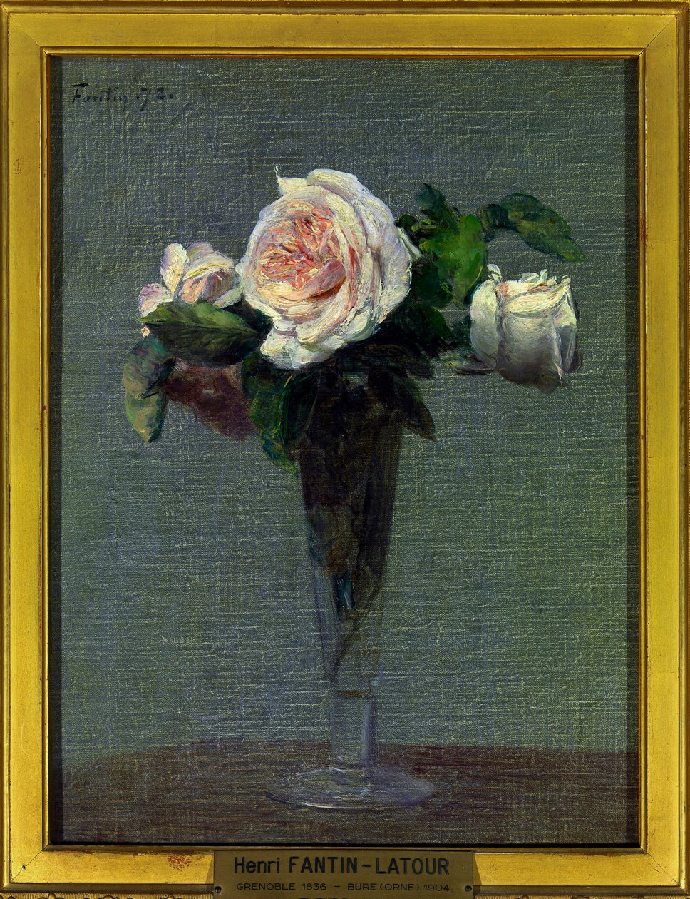 لوحة زهور رسمها هنري فانتين لاتور (1836-1904) 1872 قاتمة 0.24 × 0.31 م متحف اللوفر في باريس إشارة إلزامية: التبرع هيلين إي فيكتور ليون بواسطة Ignace Henri Jean Fantin Latour