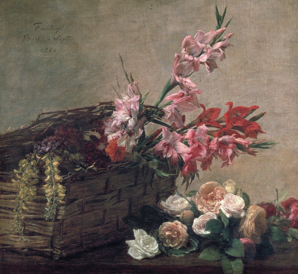 "Gladioli and Roses" ، ١٨٨٠ بواسطة Ignace Henri Jean Fantin Latour