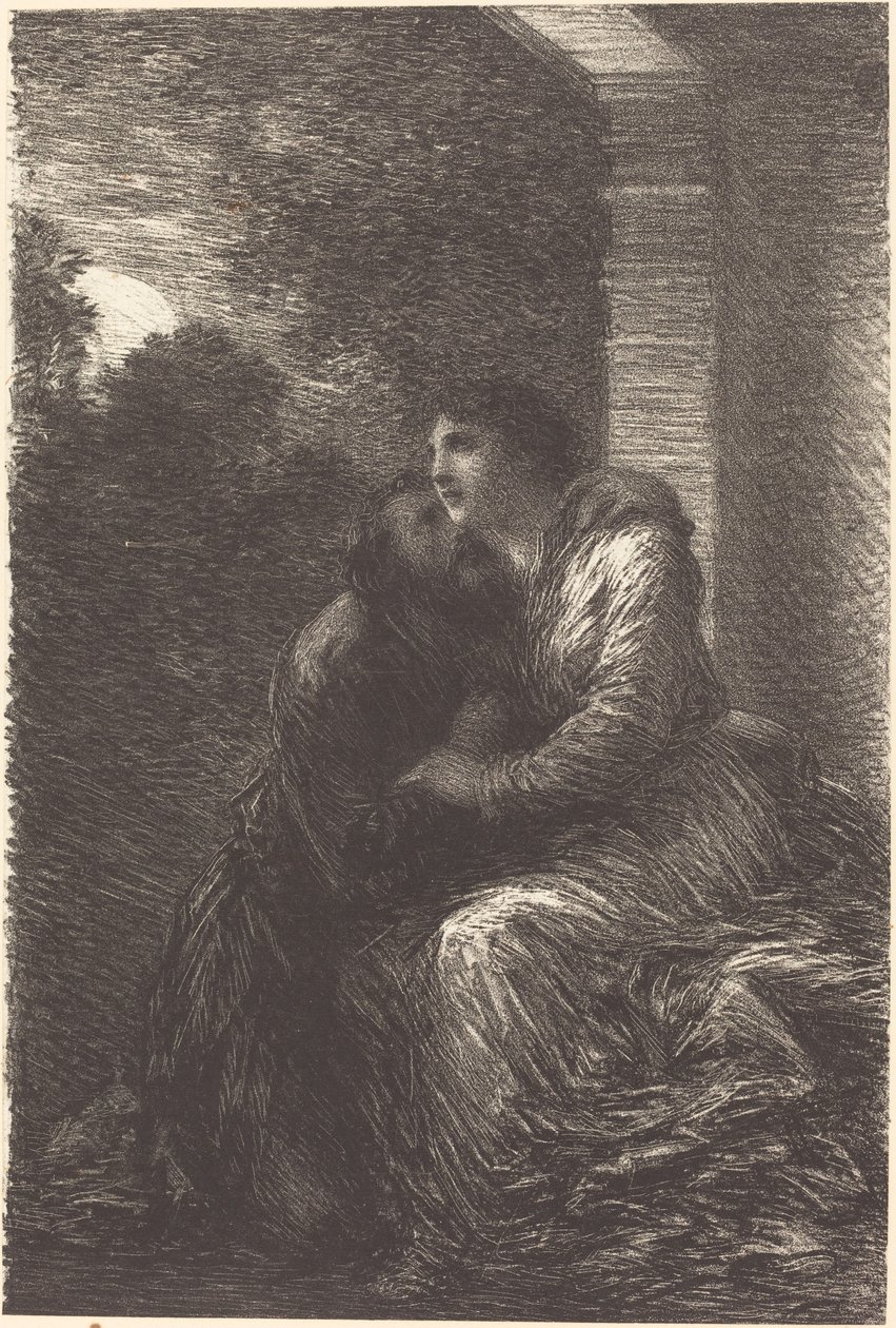 مشهد حب من الفصل الثالث من "Lohengrin" بواسطة Ignace Henri Jean Fantin Latour