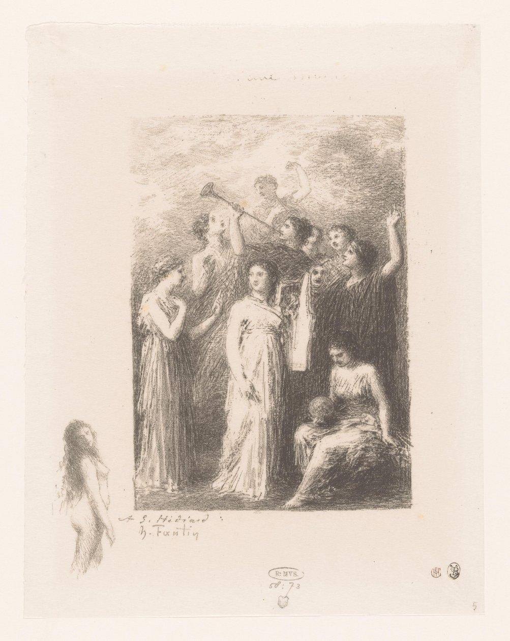 نيجين موزين فان دي أوليمبوس الواجهة: المكفوفين Gedichten van André Chénier (عنوان المسلسل) رسوم توضيحية لقصائد أندريه شينييه (عنوان السلسلة) بواسطة Ignace Henri Jean Fantin Latour