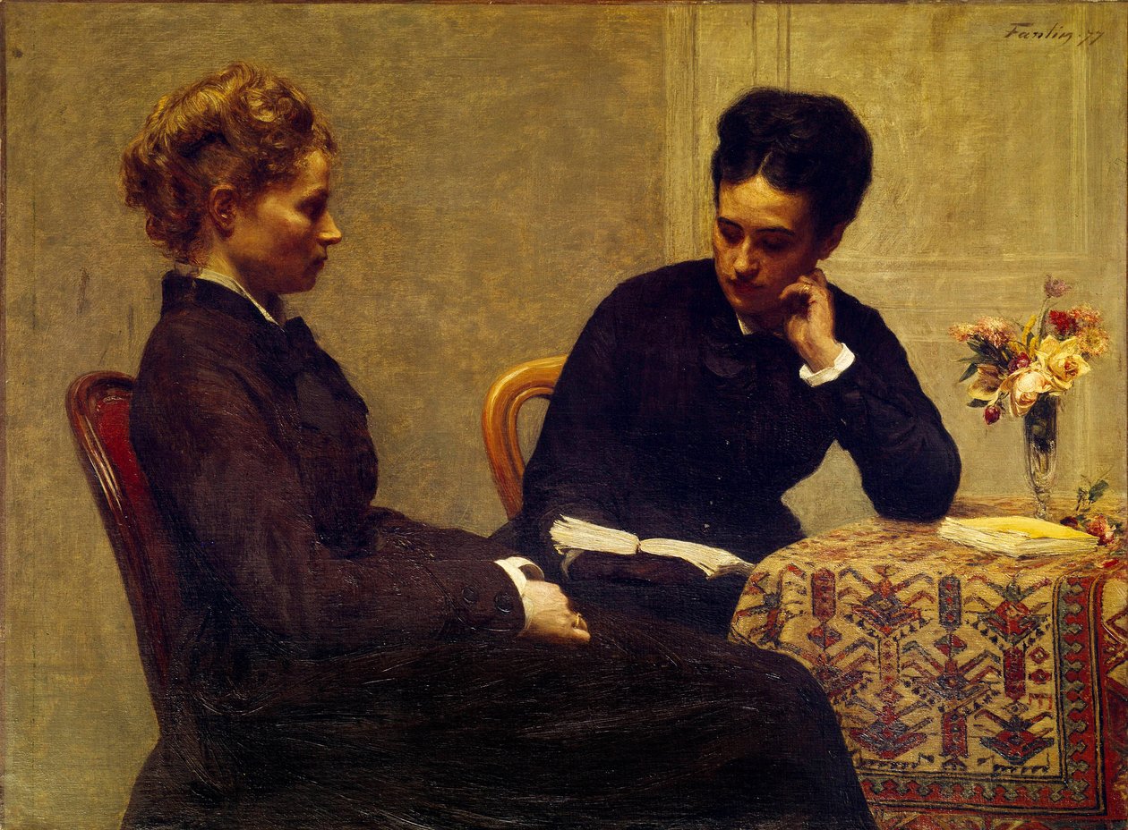 قراءة امرأة تقرأ لشاب كفيف بواسطة Ignace Henri Jean Fantin Latour