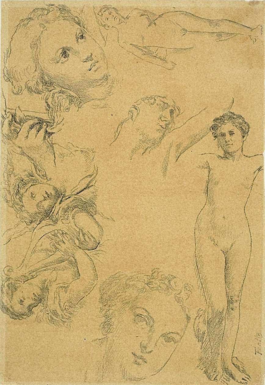 ورقة الدراسات (نسخة طبق الأصل) بواسطة Ignace Henri Jean Fantin Latour
