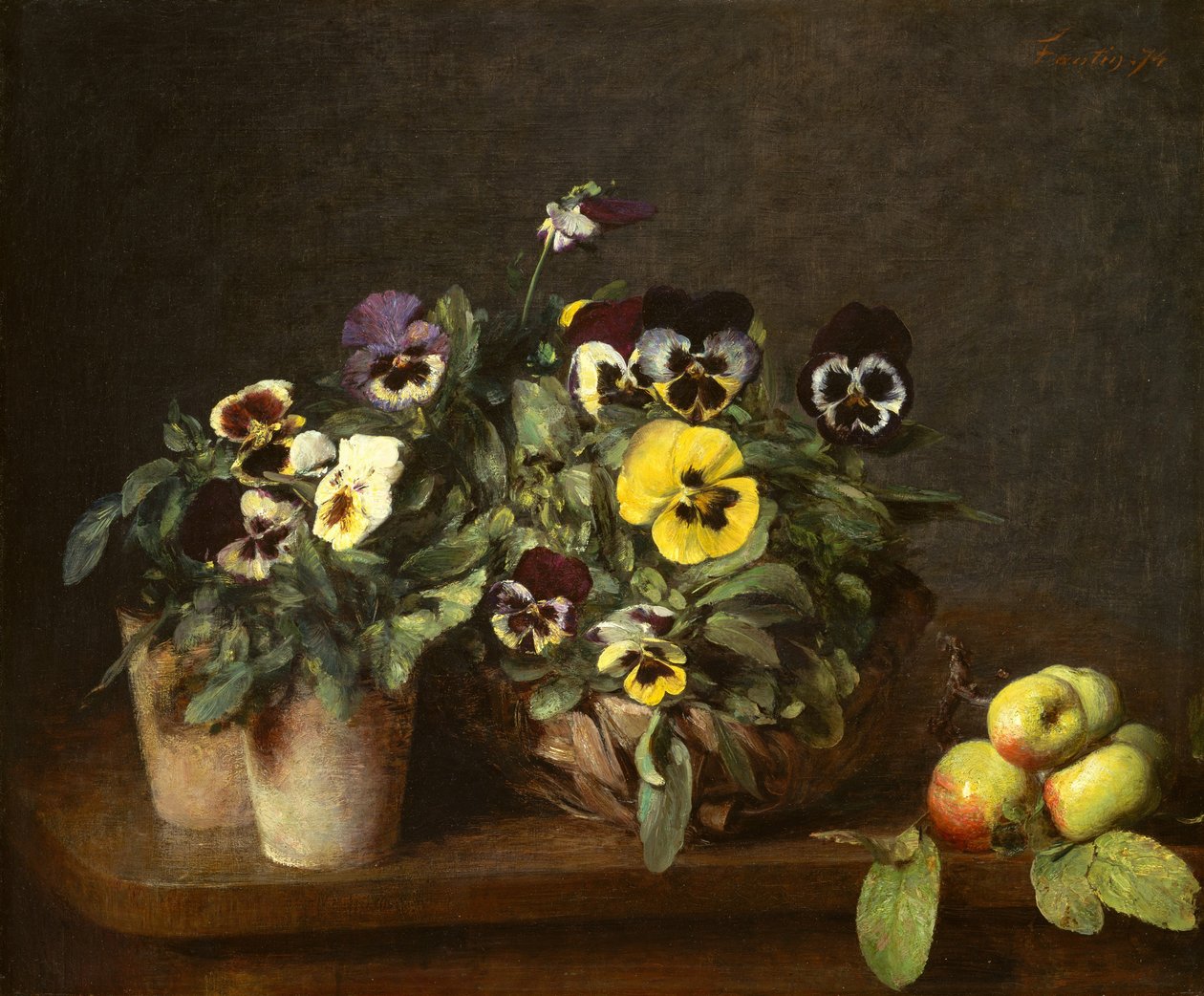 لا تزال الحياة مع زهور الثالوث ، 1874. بواسطة Ignace Henri Jean Fantin Latour