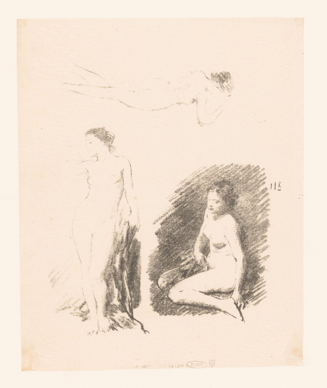 ورقة دراسة بثلاث نساء عاريات بواسطة Ignace Henri Jean Fantin Latour