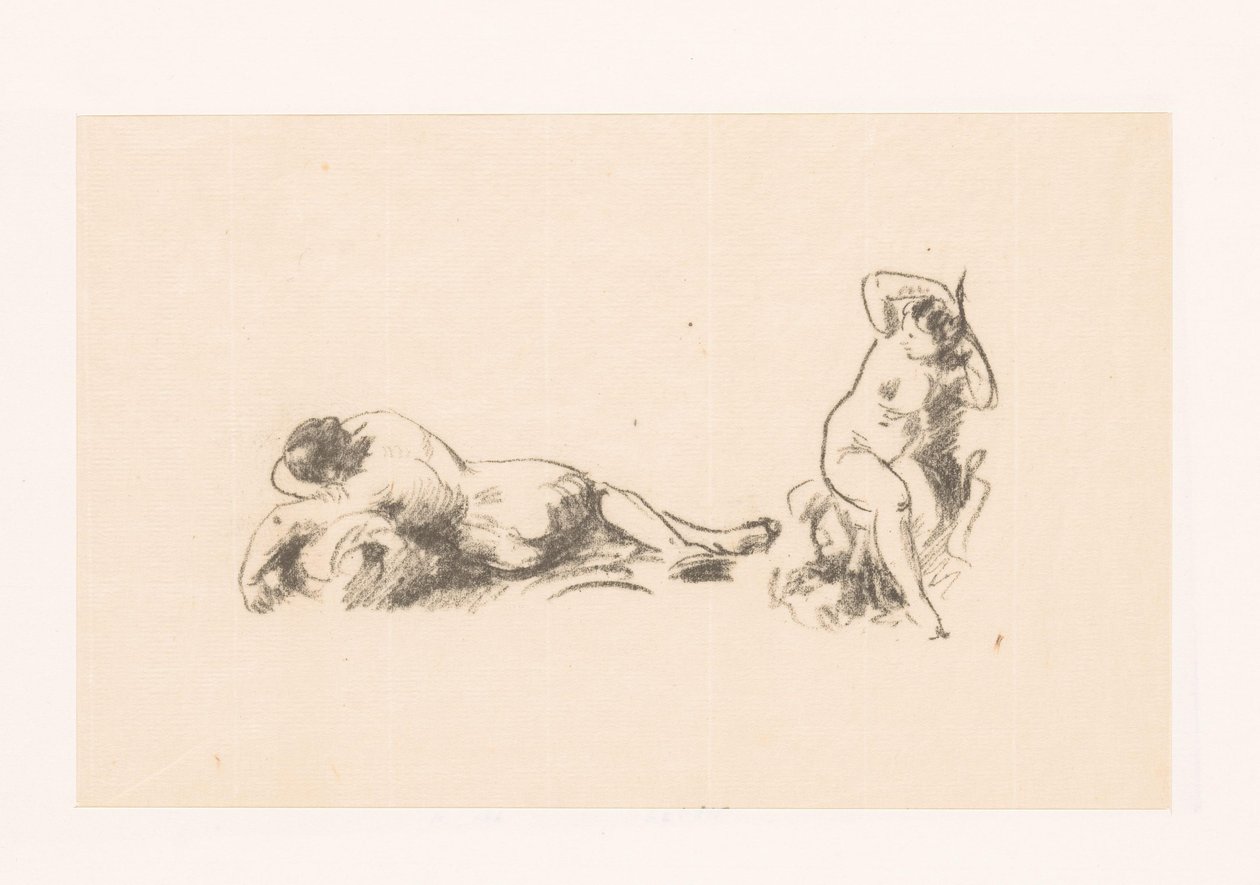 ورقة دراسة مع امرأتين عاريتين بواسطة Ignace Henri Jean Fantin Latour