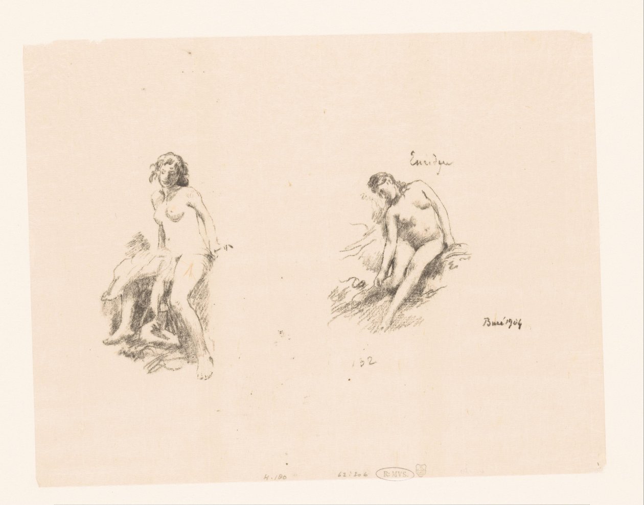 ورقة دراسة مع امرأتين عاريتين بواسطة Ignace Henri Jean Fantin Latour