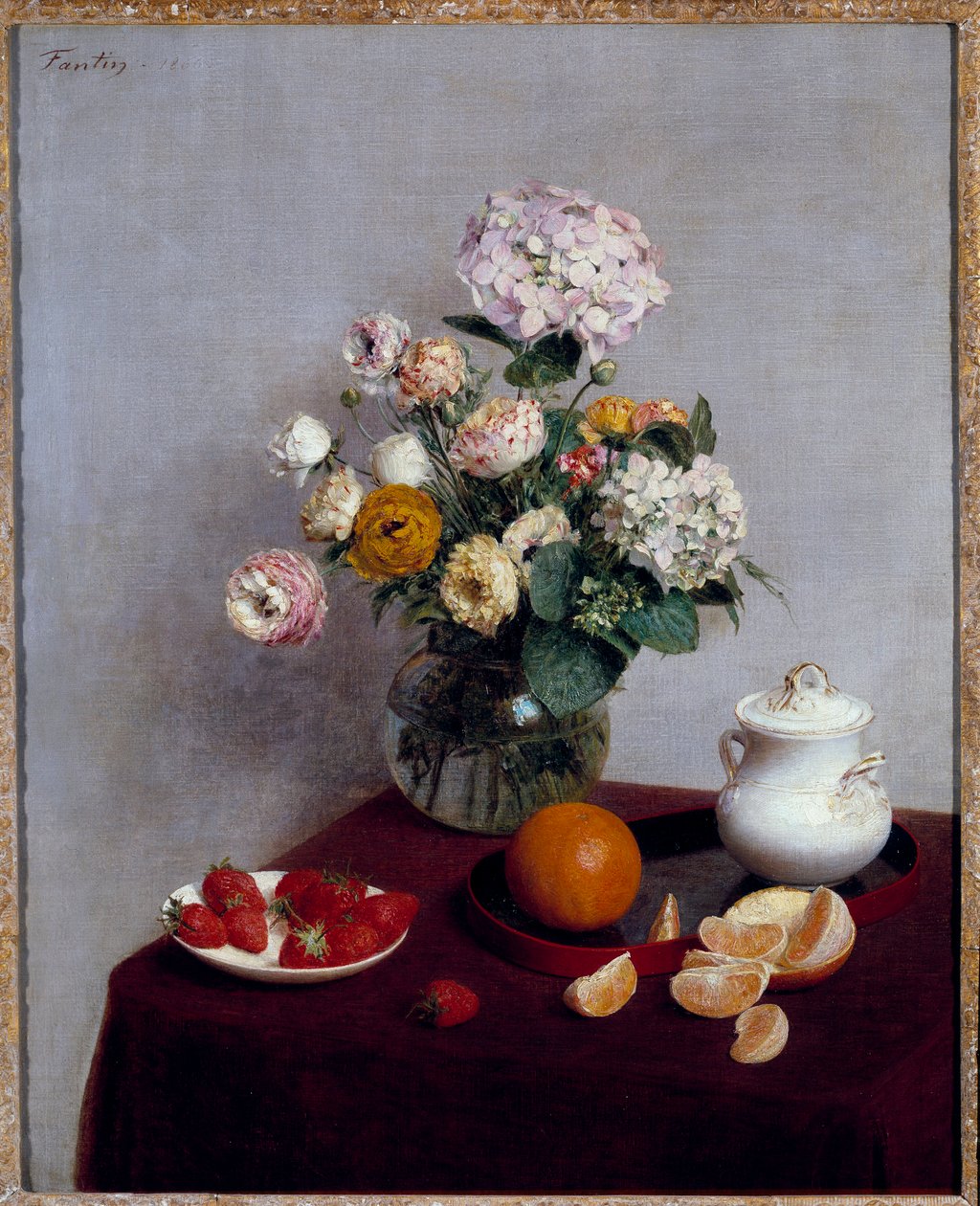 زهور الصيف والفواكه لوحة هنري فانتين لاتور (فانتين لاتور بواسطة Ignace Henri Jean Fantin Latour
