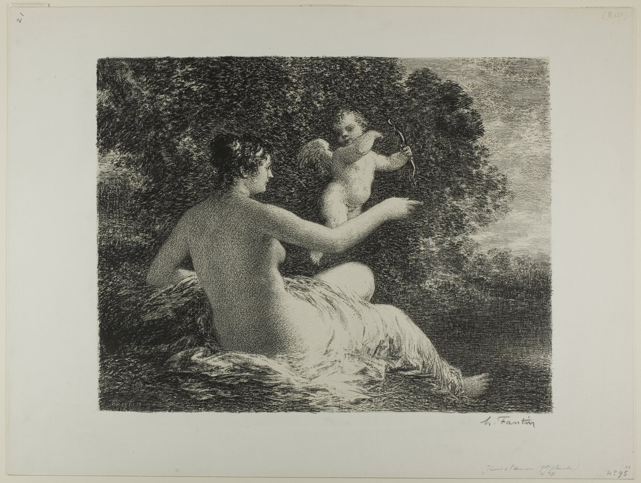 فينوس و كيوبيد طبق كبير بواسطة Ignace Henri Jean Fantin Latour