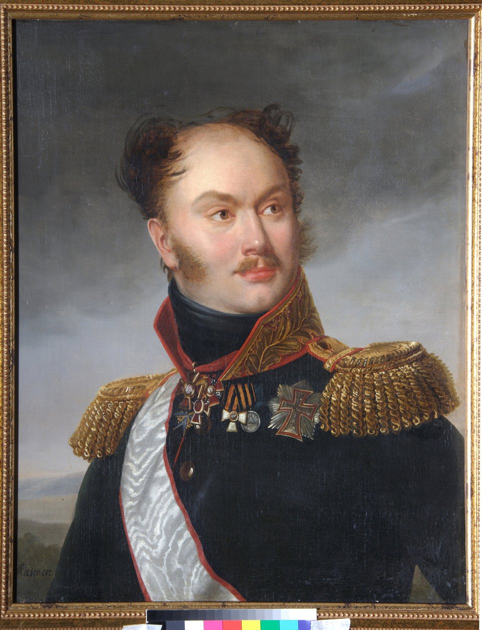 صورة للكونت ميخائيل (مايكل) فيودوروفيتش أورلوف (1788-1842). يتم تمثيل الديسمبريست (أو الديسمبريست) بأوسمته العسكرية والفخرية. لوحة هنري فرانسوا ريزنر (1767-1828) ، زيت على قماش ، حوالي 1818. الفن الفرنسي بواسطة هنري فرانسوا ريسنر