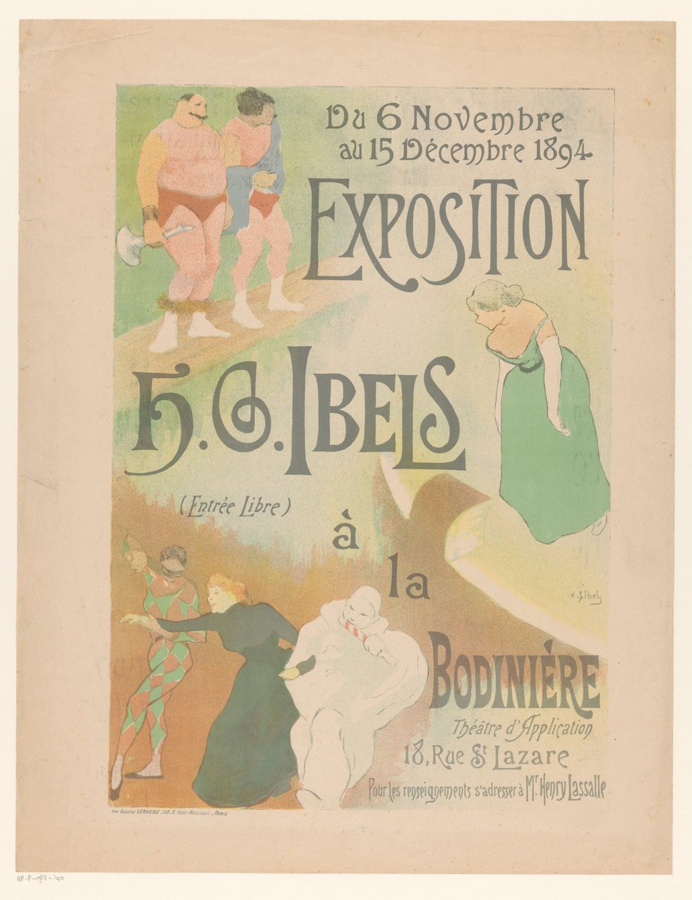 ملصق لمعرض H.G. إبيل في مسرح لا بودينيير معرض H.G. Ibels à la Bodinière (العنوان على الكائن) بواسطة هنري غابرييل ابلز