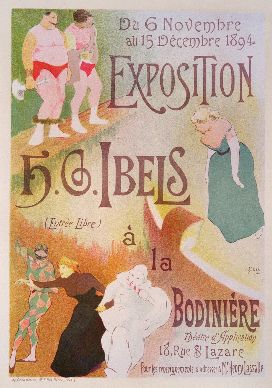 استنساخ ملصق إعلاني عن معرض بقلم HG Ibels ، في Bodiniere ، شارع St Lazare ، باريس ، 1894 (انظر 126852) بواسطة هنري غابرييل ابلز