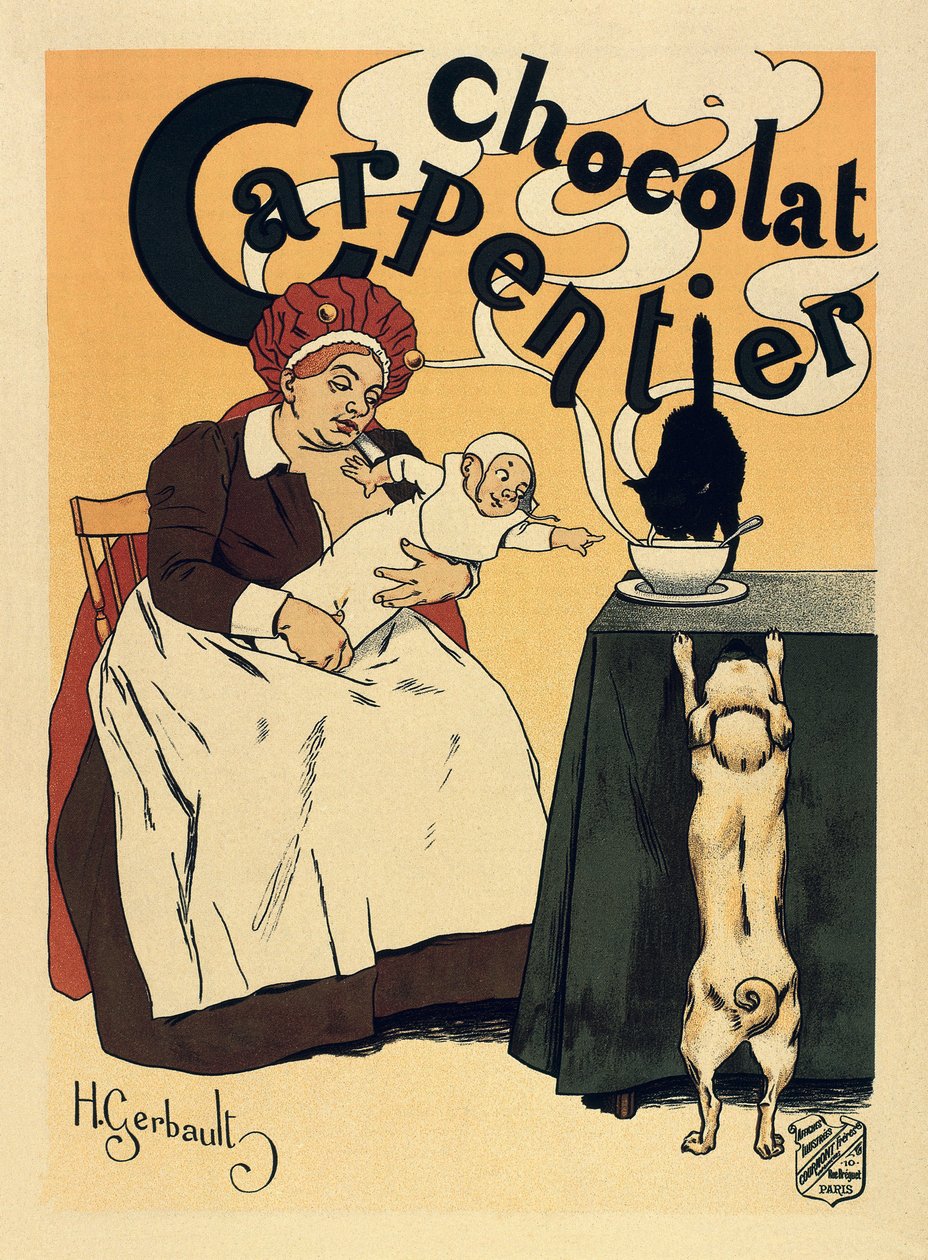 الإعلان عن مشروب الشوكولاتة Carpentier ، حوالي 1900 (ملصق) بواسطة هنري جربولت
