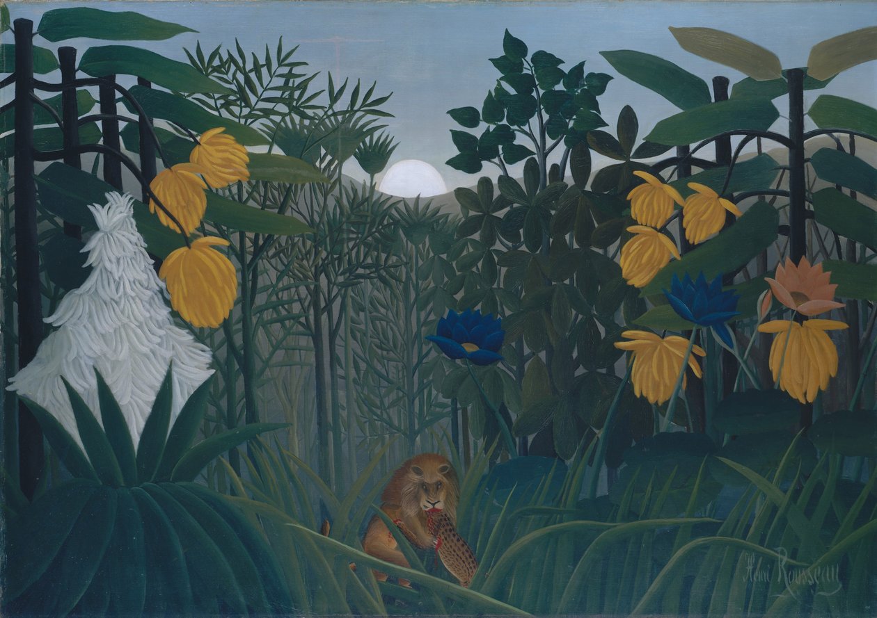 The Repast of the Lion ، حوالي 1907 (زيت على قماش) بواسطة هنري جي إف روسو
