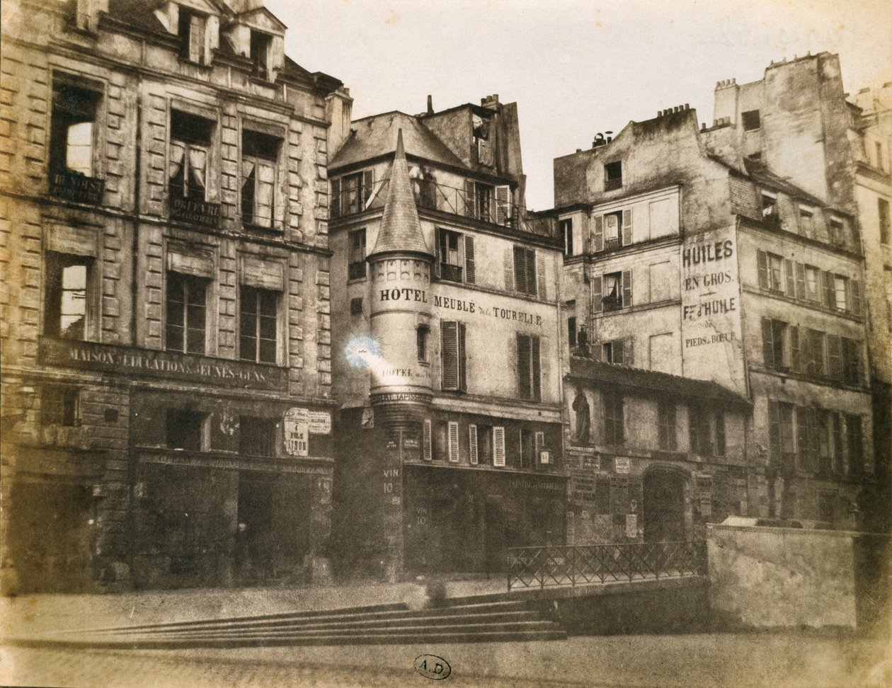 منظر لشارع باريسي يتطلع نحو فندق دي فيل ، c.1851 (صورة calotype) بواسطة هنري جان لويس لو سيك