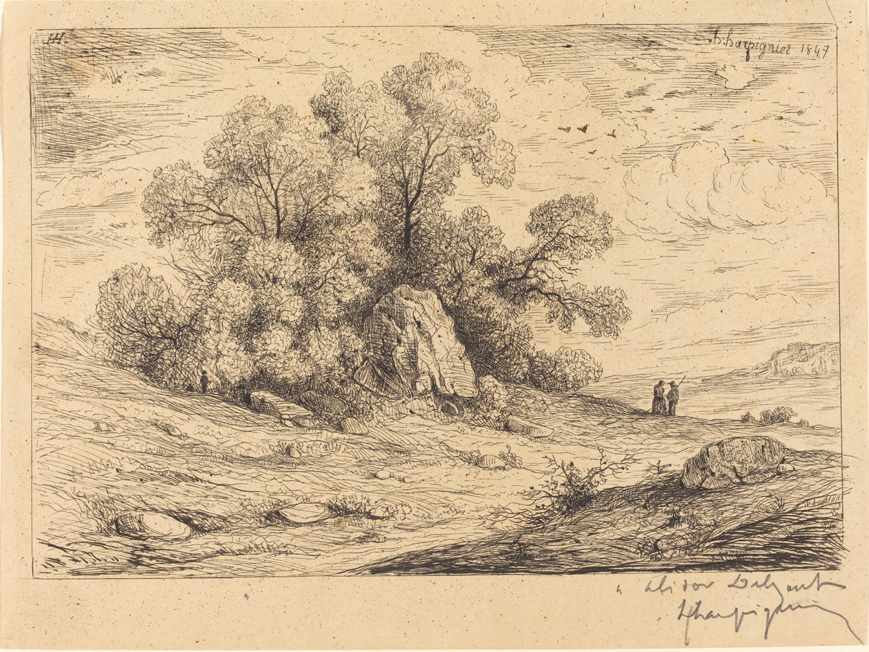 Bouquet d'arbres aux rochers (Stand of Trees with Rocks) (باقة أشجار مع صخور) بواسطة هنري جوزيف هاربينييس