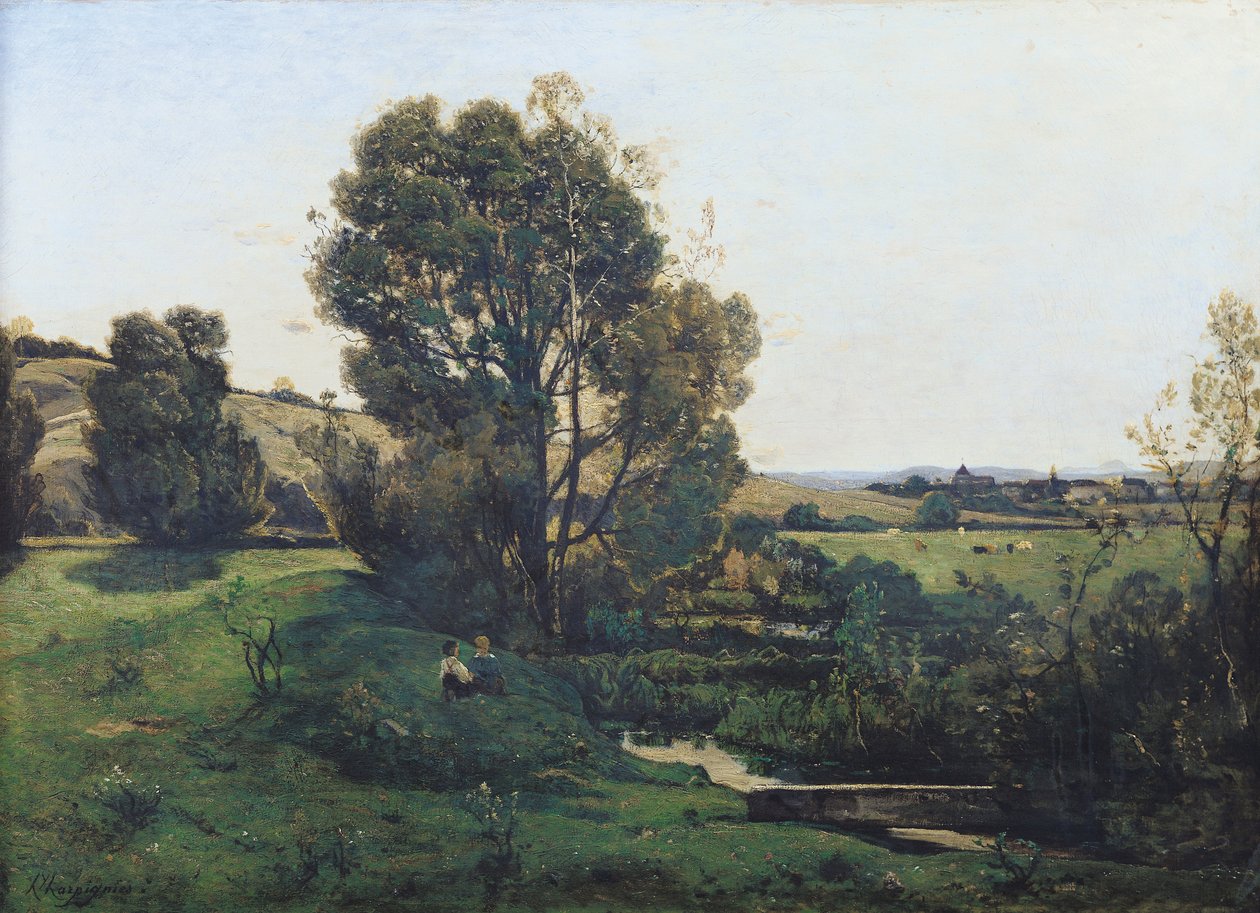 منظر من Moncel-sur-Seine ، c.1868 بواسطة هنري جوزيف هاربينييس